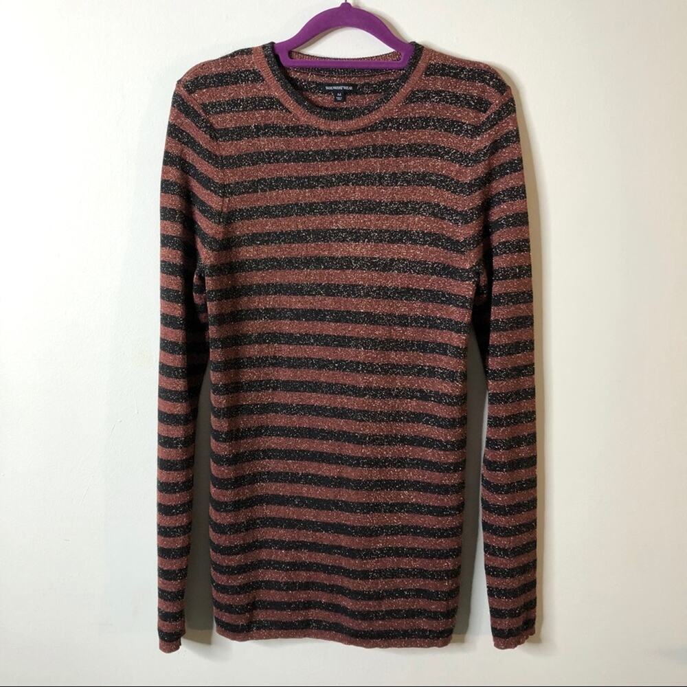 WhoWhatWear striped metallic tunic bronze & black